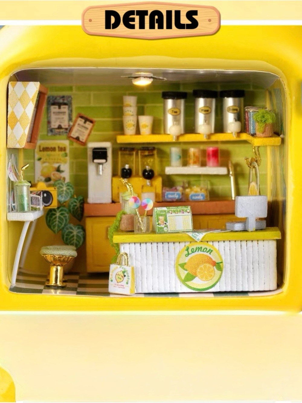 DIY Miniature Little Hedgehog Lemon Drink Shop w/ LED Cute Lemon Cafรฉ Craft Kit - Picture 9 of 13